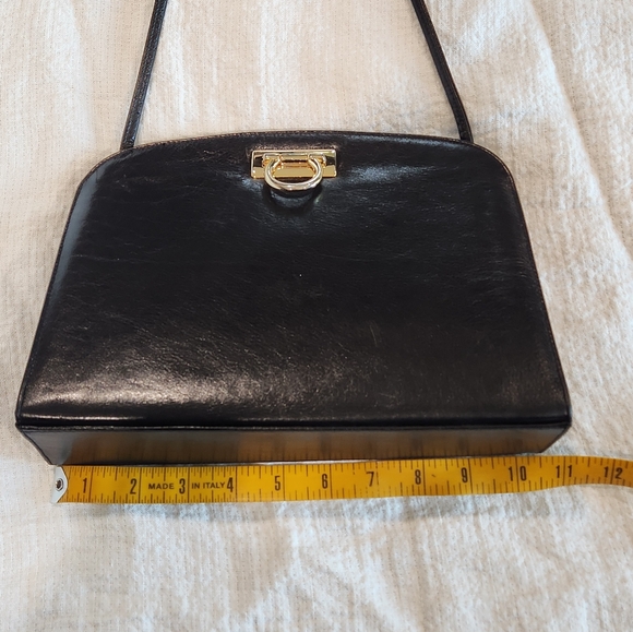 High Fashion Made in Italy Black Leather Bag Purse Crossbody Vintage Classic - Picture 11 of 15